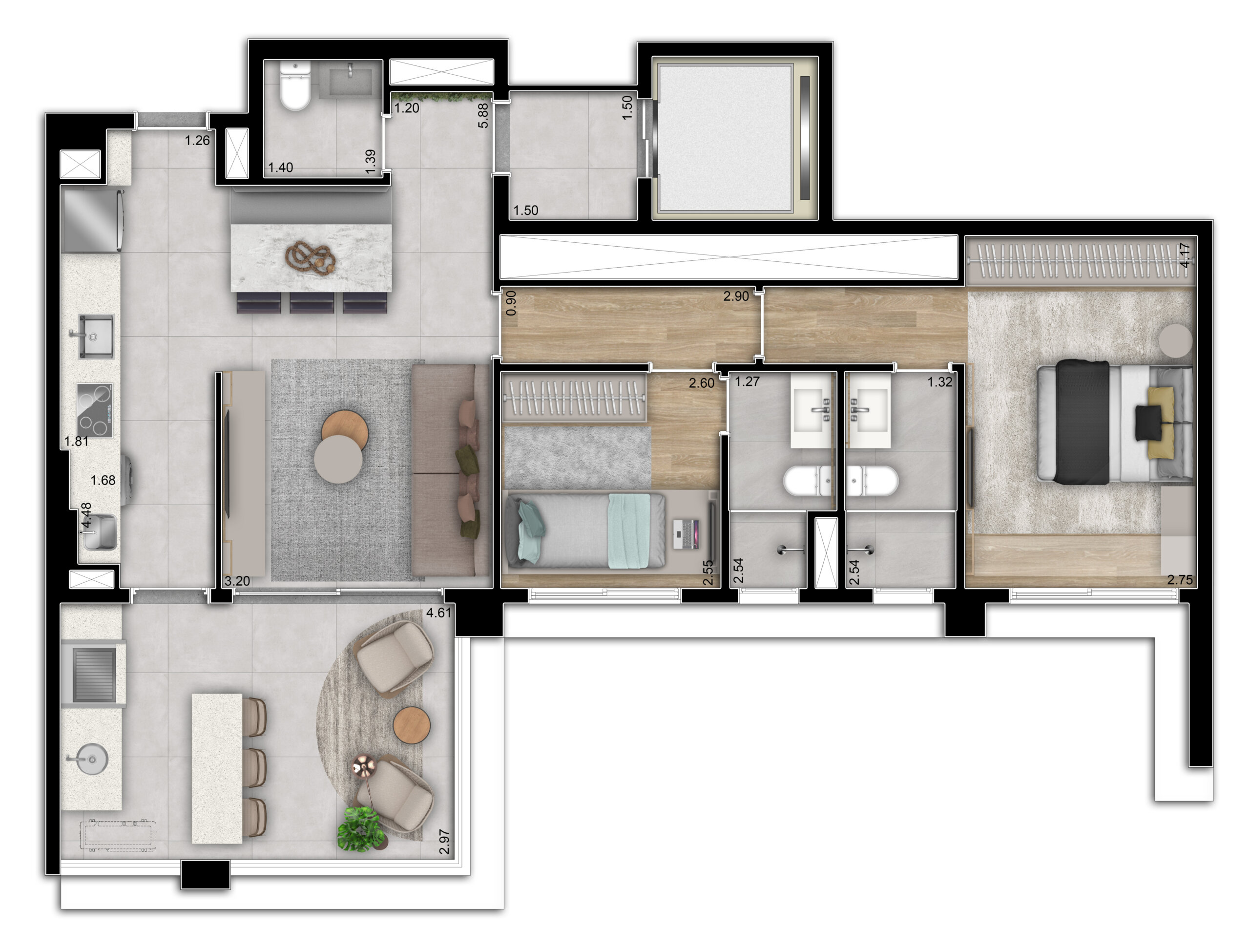Planta 88m² padrão