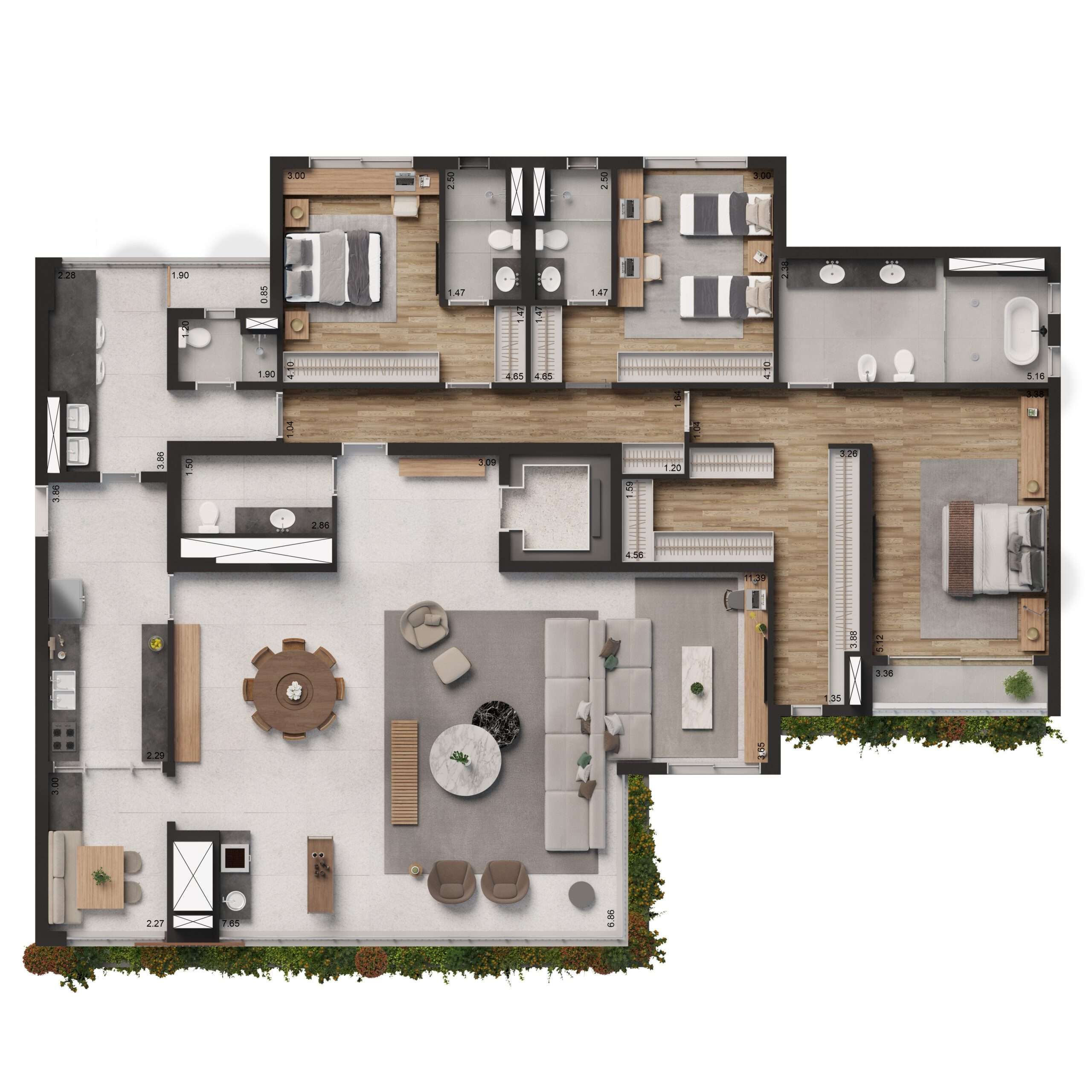 3 suites - Banho Master