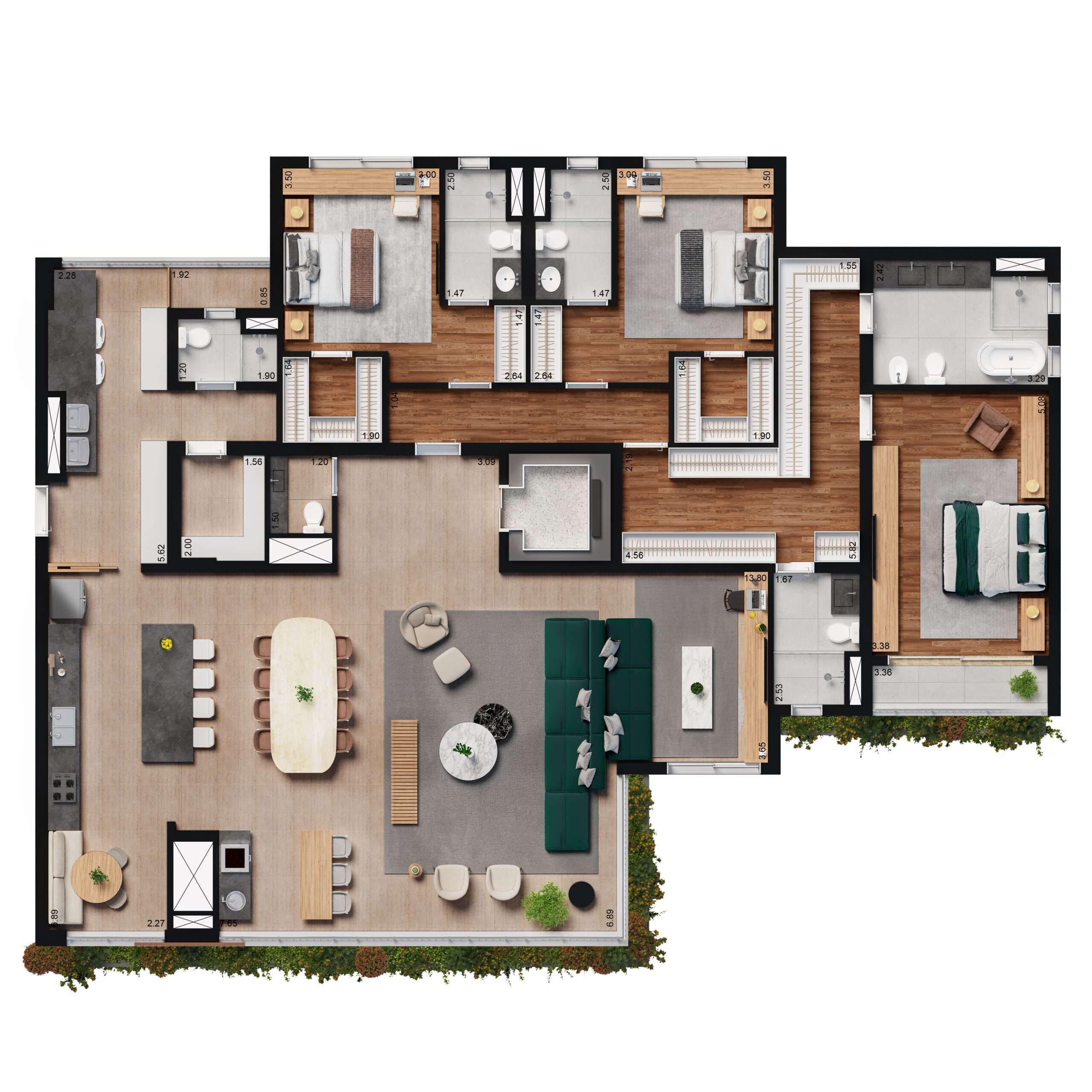 3 suites - Banho Sr. e Sra.