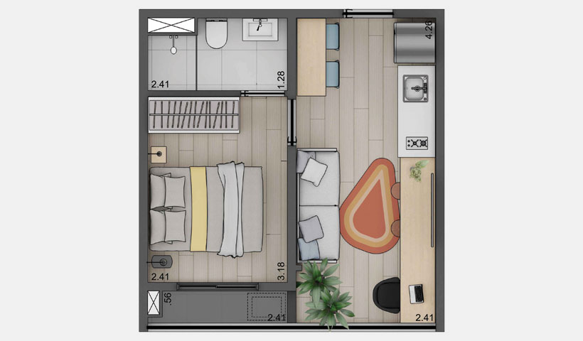Apto 28 m²