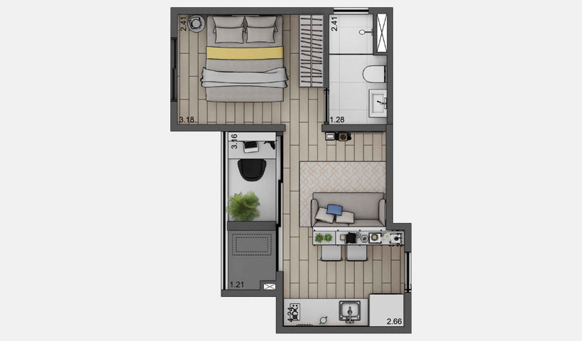 Apto 29 m²