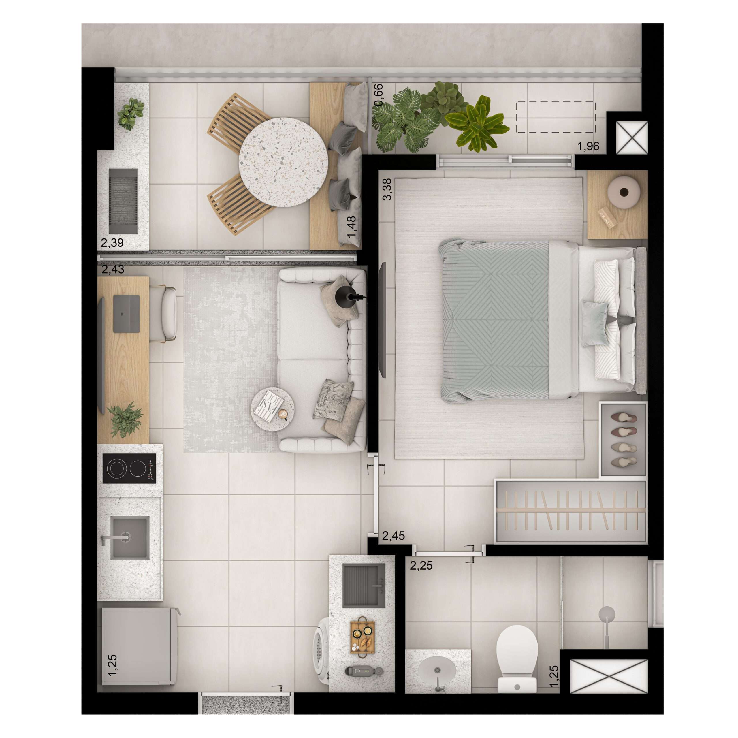 TIPO 30m² PADRÃO (1 DORM)