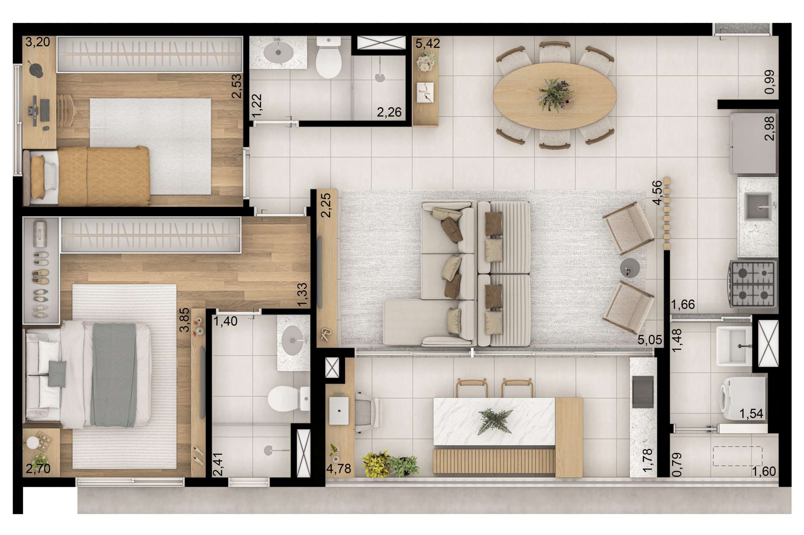 TIPO 77m² OPÇÃO 1