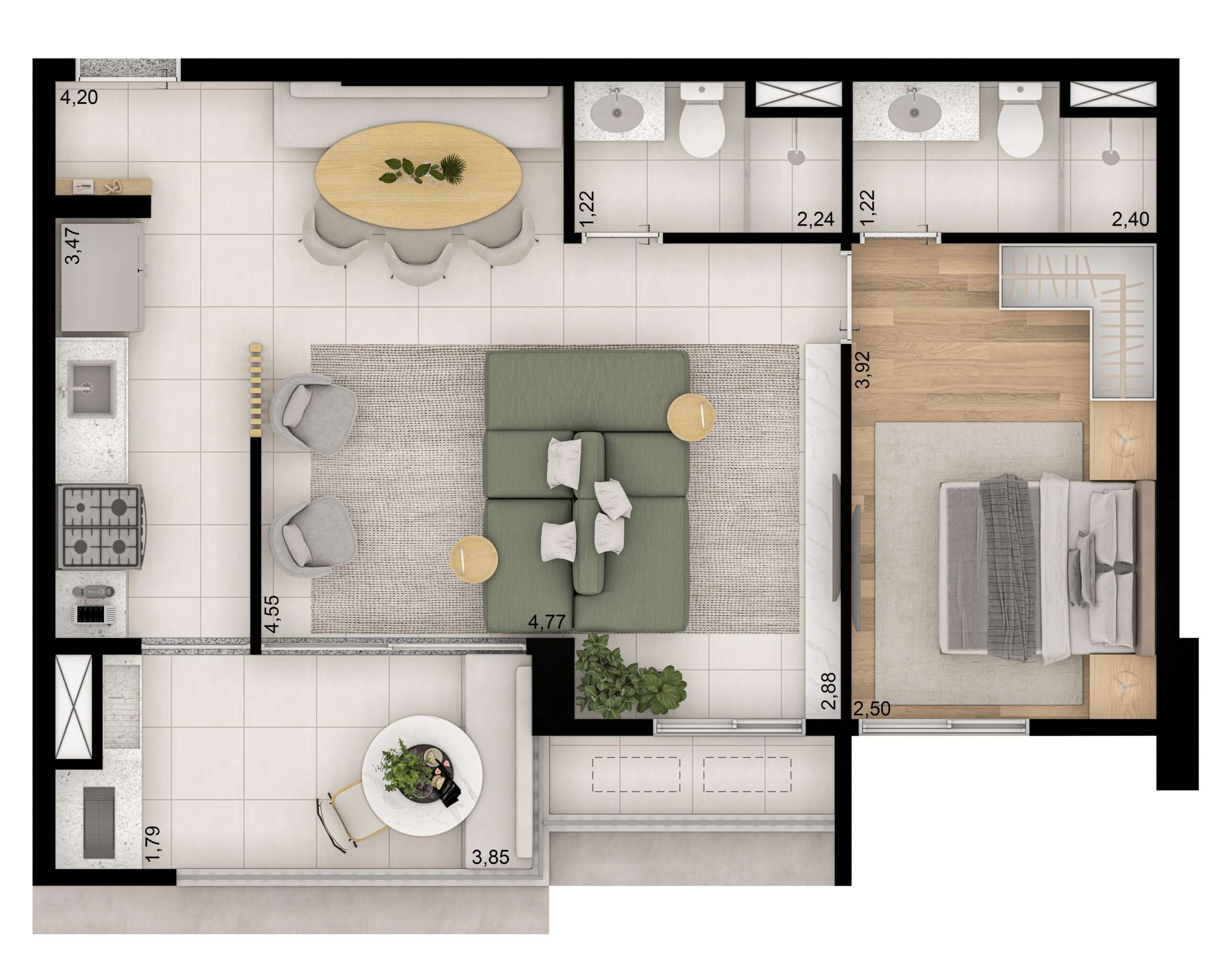 TIPO 58m² OPÇÃO 01